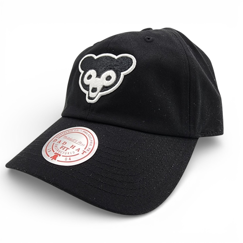 Chicago Cubs Dad Hat Black Mitchel Ness Adjustable Strap Back Baseball‎ Cap NEW